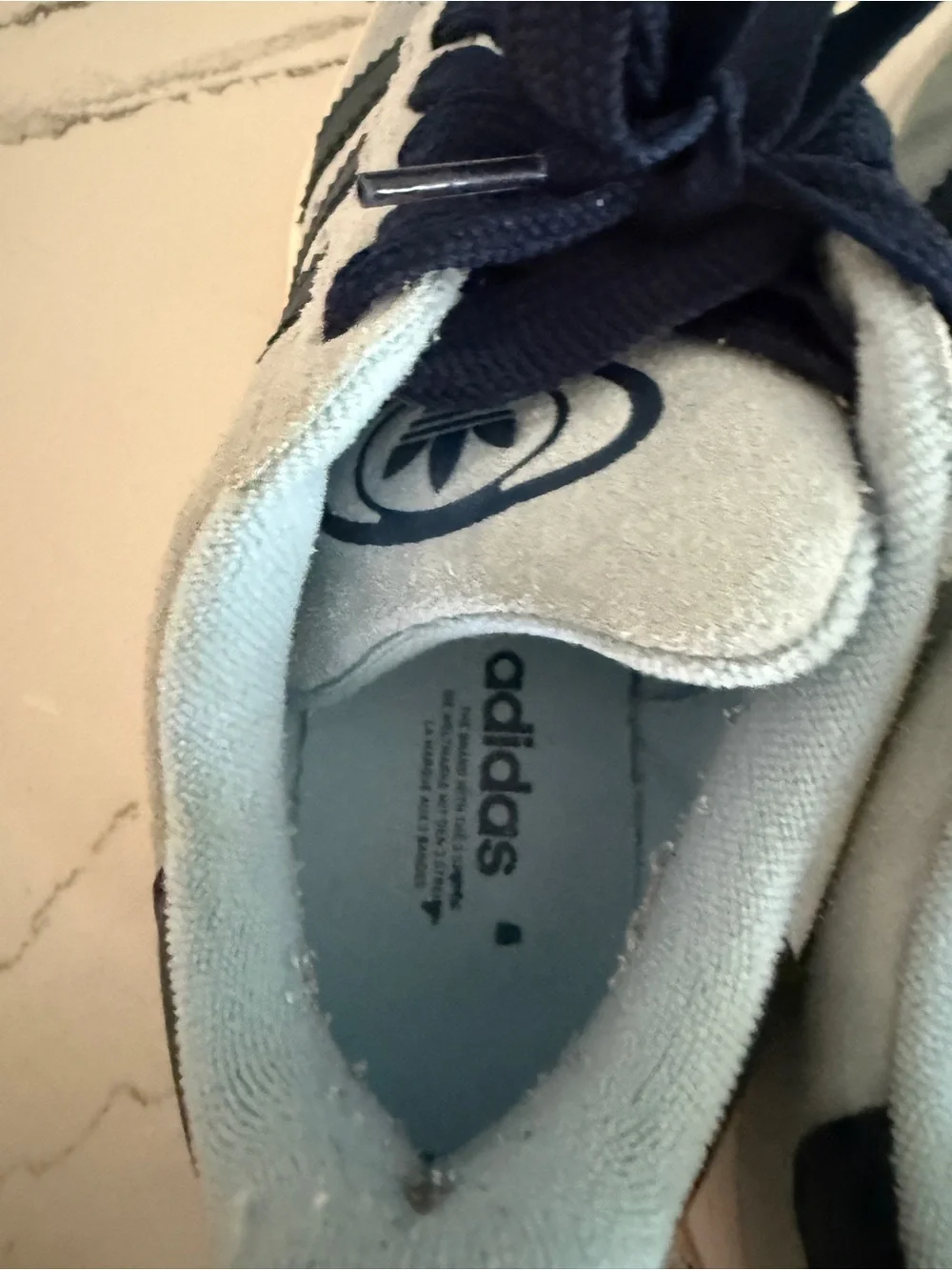 Light Blue Suede Sneakers with Navy Laces